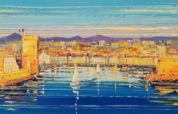 Malerei mit Meeresblick, le port de Marseille von Corbière Liisa